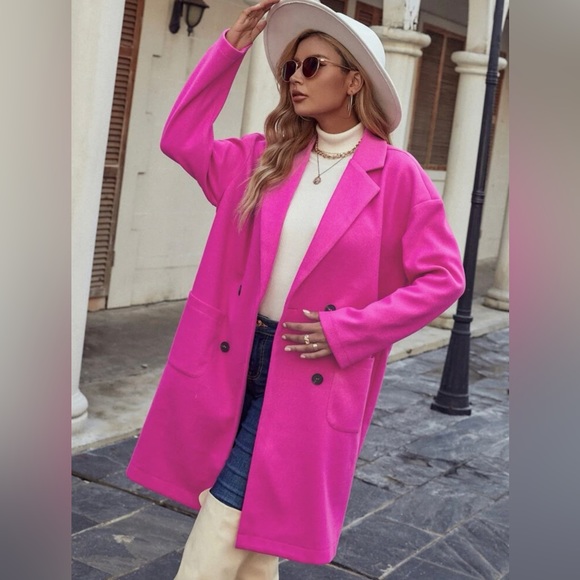 SHEIN Double Breasted Lapel Collar Overcoat - Picture 10 of 12